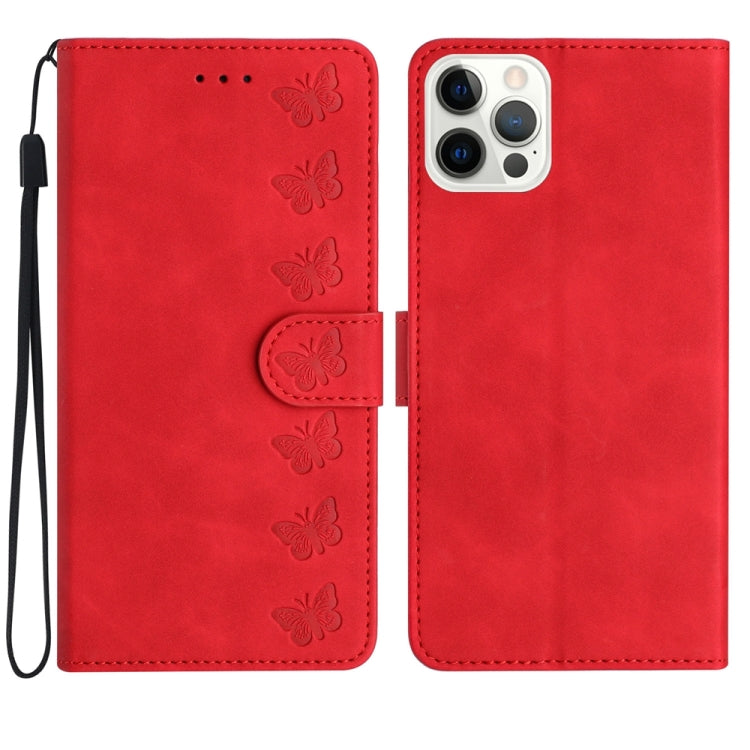Seven Butterflies Embossed Leather Phone Case, For iPhone 13 mini, For iPhone 12, For iPhone 12 Pro Max, For iPhone 12 Pro