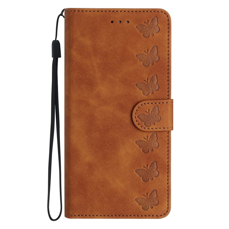 Seven Butterflies Embossed Leather Phone Case, For iPhone 16, For iPhone 15 Pro Max, For iPhone 15 Pro, For iPhone 15 Plus