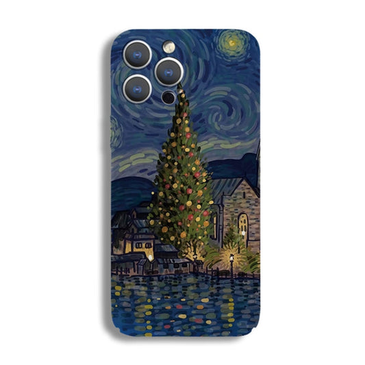 Precise Hole Oil Painting Pattern PC Phone Case, For iPhone 14 Plus, For iPhone 14