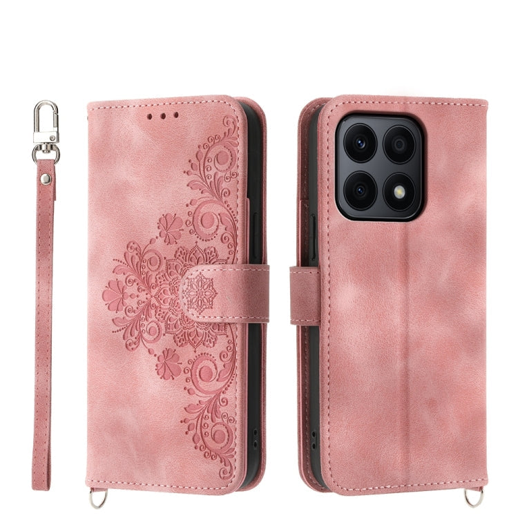 Skin Feel Flowers Embossed Wallet Leather Phone Case, For Honor Magic6 Pro, For Honor X8b, For Honor 100 Pro, For Honor 100