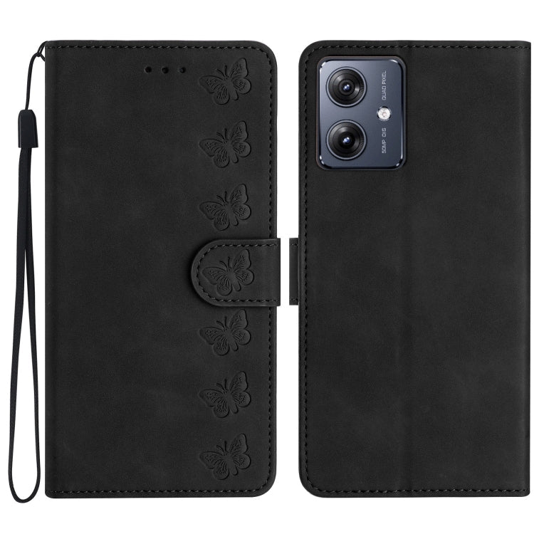 Seven Butterflies Embossed Leather Phone Case, For Motorola Edge 50 Pro, For Motorola Edge 50 Fusion, For Motorola Moto G84 5G, For Motorola Moto G54 5G