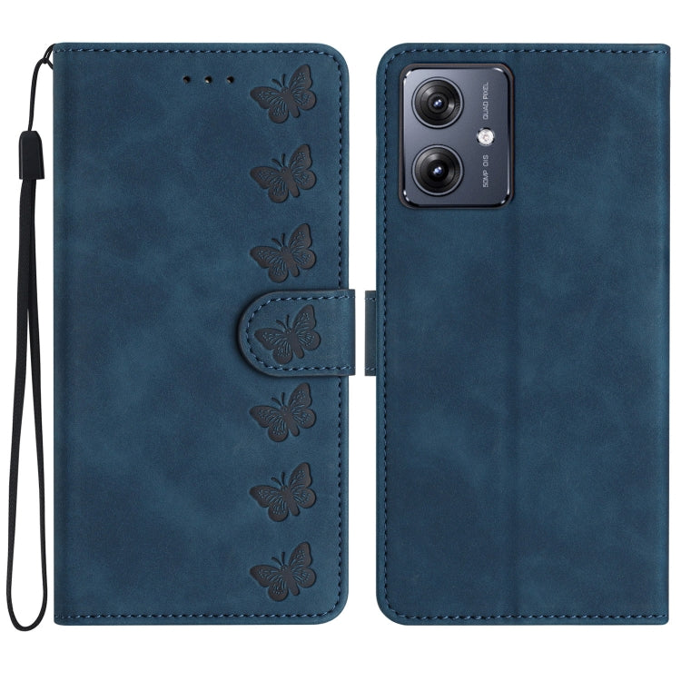 Seven Butterflies Embossed Leather Phone Case, For Motorola Edge 50 Pro, For Motorola Edge 50 Fusion, For Motorola Moto G84 5G, For Motorola Moto G54 5G