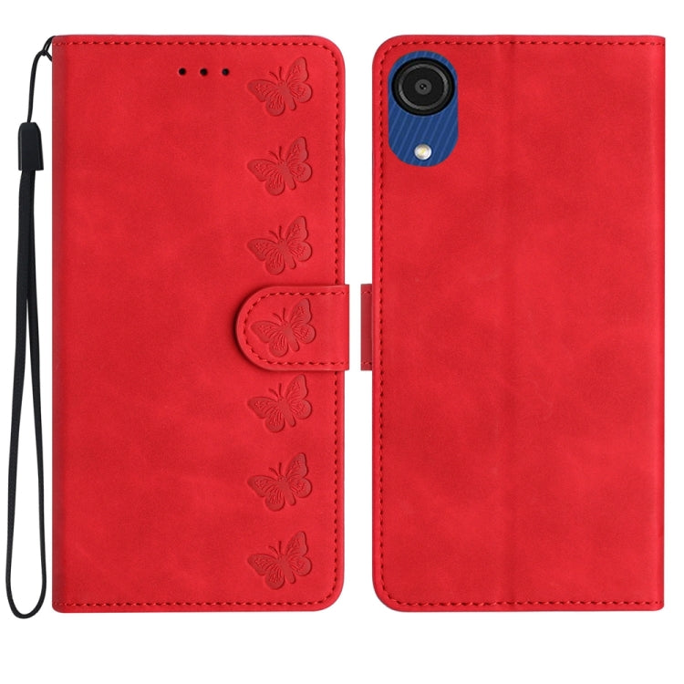 Seven Butterflies Embossed Leather Phone Case, For Samsung Galaxy A04 Core, For Samsung Galaxy S24+ 5G, For Samsung Galaxy A04s, For Samsung Galaxy S23 FE 5G