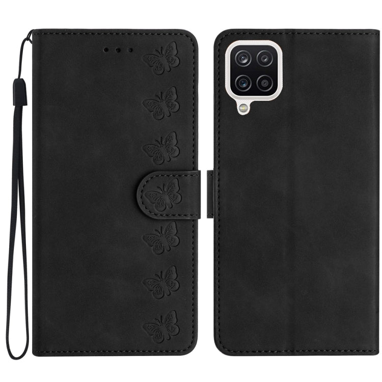 Seven Butterflies Embossed Leather Phone Case, For Samsung Galaxy A05, For Samsung Galaxy A10 / M10, For Samsung Galaxy A12 5G, For Samsung Galaxy A13 4G