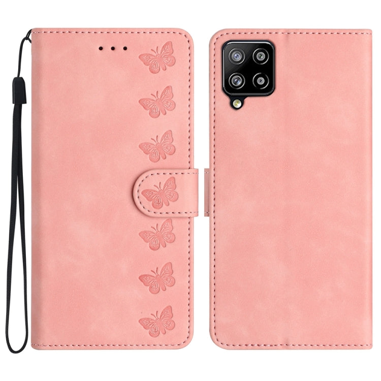 Seven Butterflies Embossed Leather Phone Case, For Samsung Galaxy A41, For Samsung Galaxy A42 5G, For Samsung Galaxy A50, For Samsung Galaxy A51
