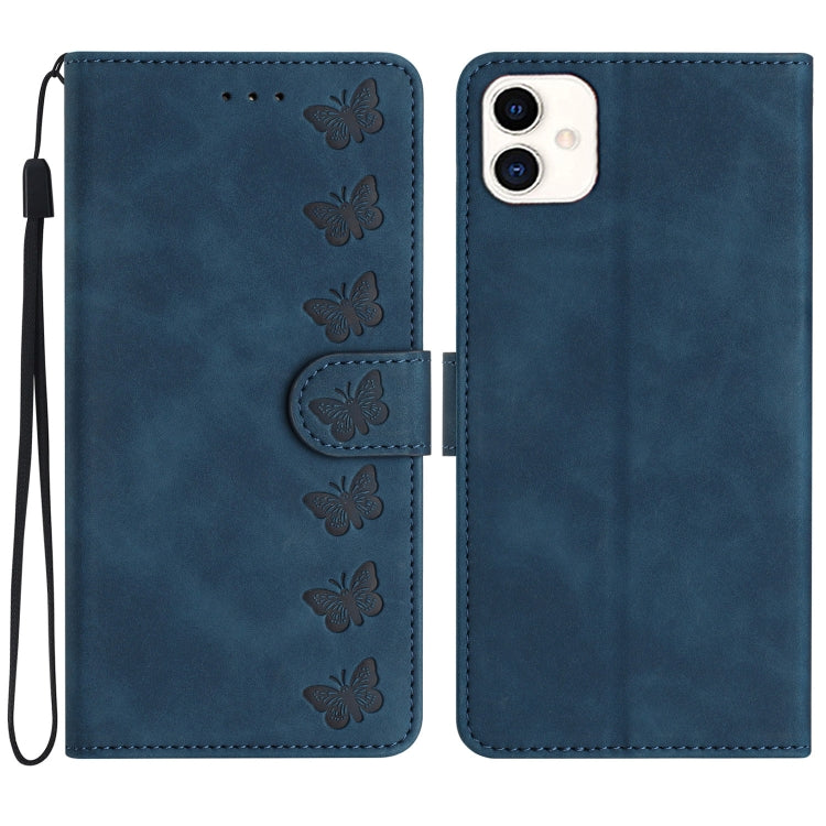 Seven Butterflies Embossed Leather Phone Case, For Samsung Galaxy A05, For Samsung Galaxy A10 / M10, For Samsung Galaxy A12 5G, For Samsung Galaxy A13 4G