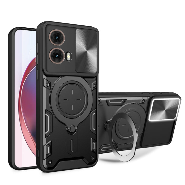 CD Texture Sliding Camshield Magnetic Holder Phone Case, For Motorola Moto G35, For Motorola Moto G55, For Motorola Edge 50 Neo, For Motorola Moto G85