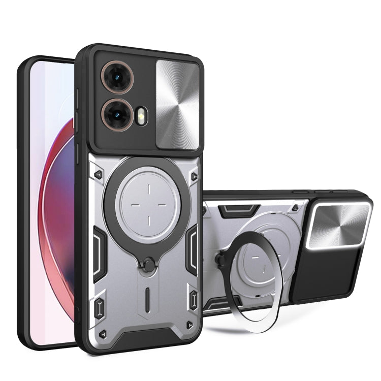 CD Texture Sliding Camshield Magnetic Holder Phone Case, For Motorola Moto G35, For Motorola Moto G55, For Motorola Edge 50 Neo, For Motorola Moto G85