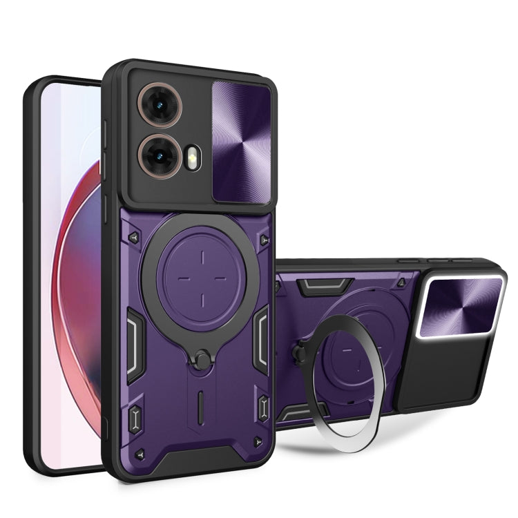CD Texture Sliding Camshield Magnetic Holder Phone Case, For Motorola Moto G35, For Motorola Moto G55, For Motorola Edge 50 Neo, For Motorola Moto G85