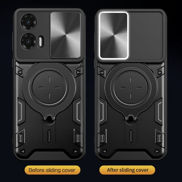 CD Texture Sliding Camshield Magnetic Holder Phone Case, For Motorola Moto G35, For Motorola Moto G55, For Motorola Edge 50 Neo, For Motorola Moto G85