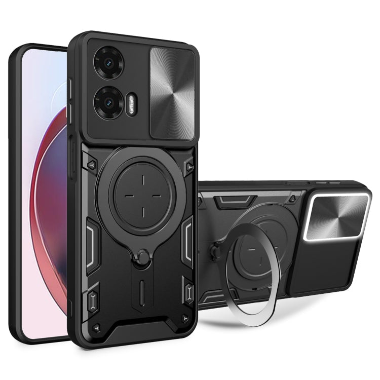 CD Texture Sliding Camshield Magnetic Holder Phone Case, For Motorola Moto G35, For Motorola Moto G55, For Motorola Edge 50 Neo, For Motorola Moto G85
