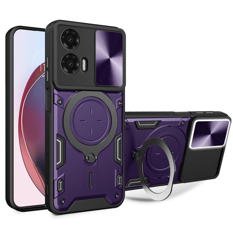 CD Texture Sliding Camshield Magnetic Holder Phone Case, For Motorola Moto G35, For Motorola Moto G55, For Motorola Edge 50 Neo, For Motorola Moto G85