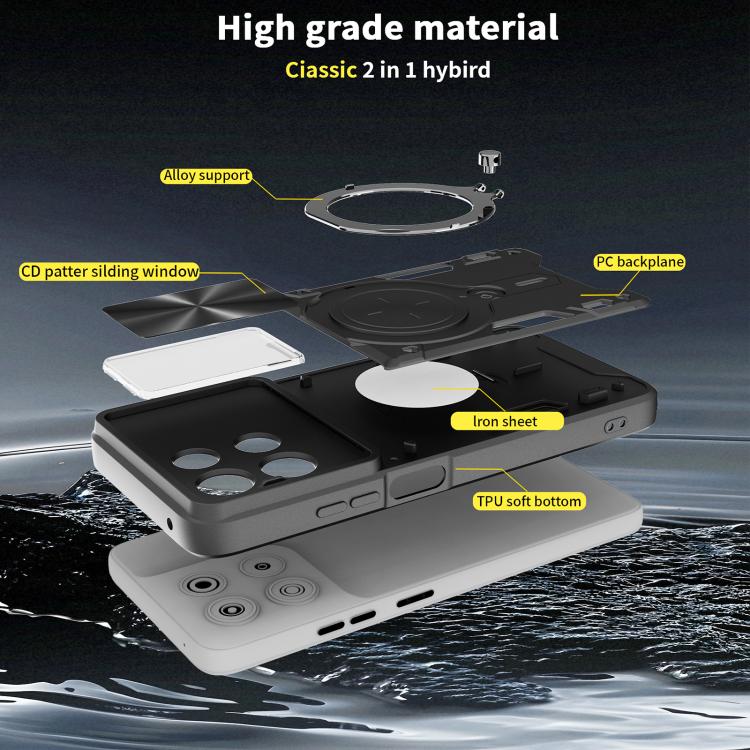 CD Texture Sliding Camshield Magnetic Holder Phone Case, For Motorola Moto G67 Power 5G, For Motorola Edge 70 5G, For Motorola Moto G56 5G, For Motorola Moto G05