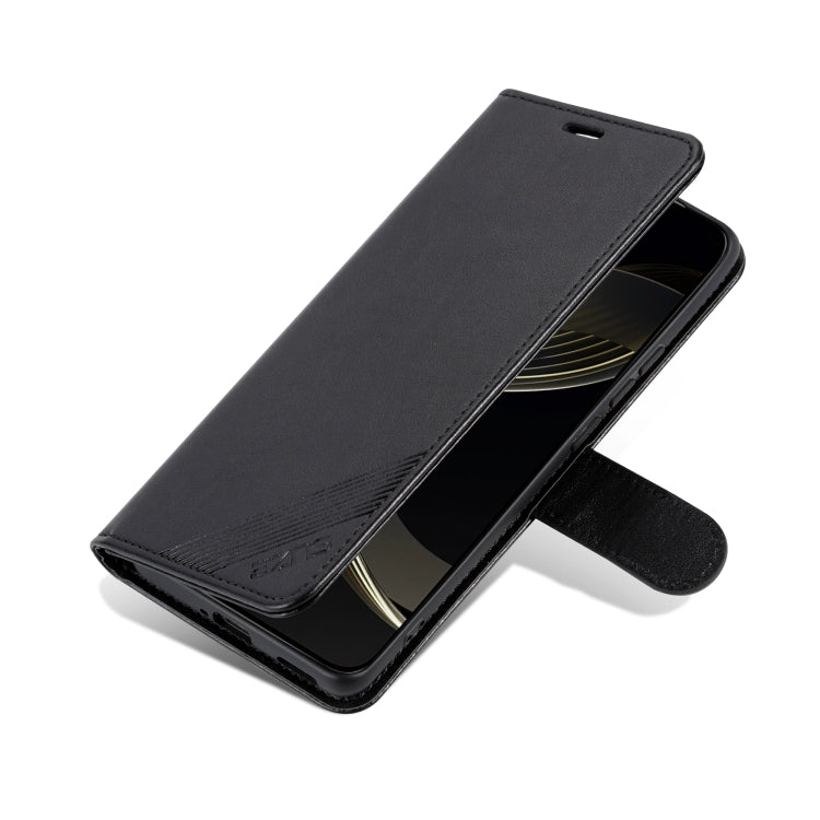 For Honor 300 AZNS Sheepskin Texture Flip Leather Phone Case(Black)