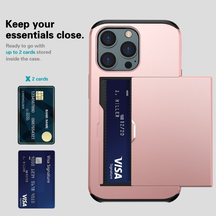 For iPhone 15 Plus Shockproof Armor Phone Case with Slide Card Slot(Dark Blue)