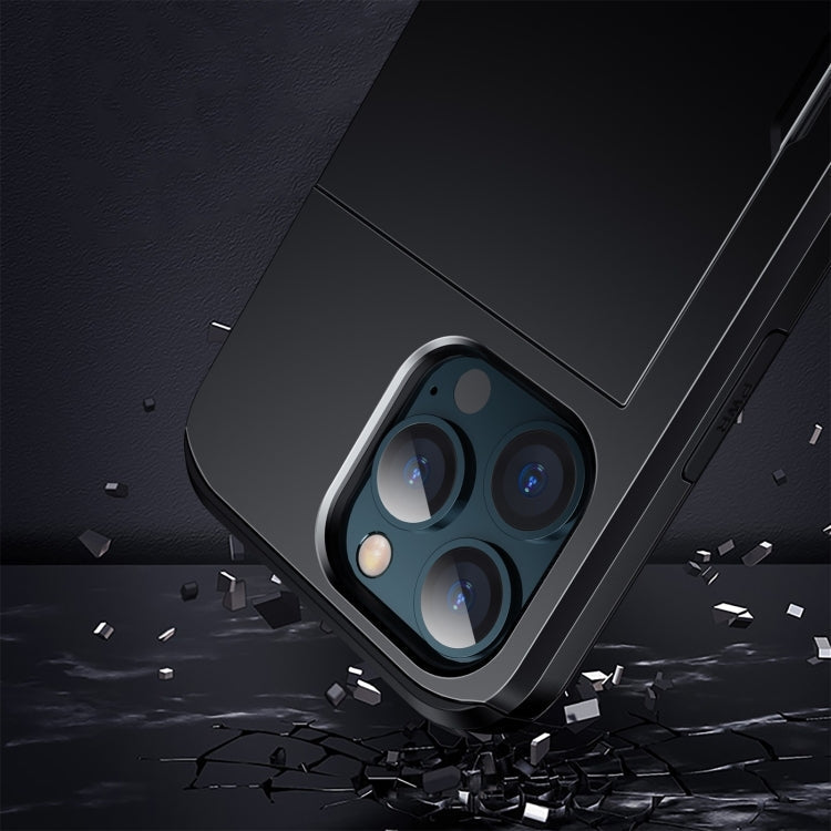 For iPhone 15 Plus Shockproof Armor Phone Case with Slide Card Slot(Dark Blue)