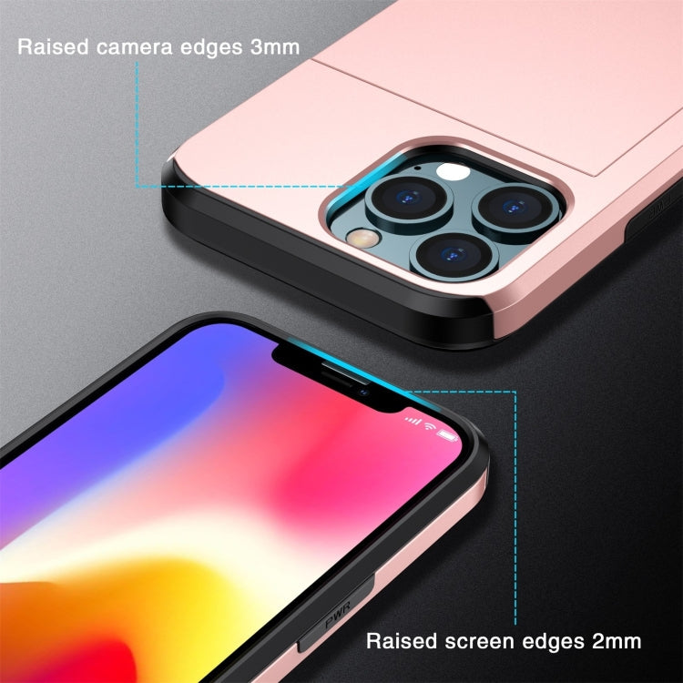 For iPhone 15 Pro Shockproof Armor Phone Case with Slide Card Slot(Black)