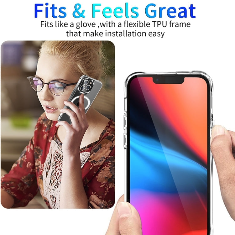 For iPhone 15 Pro Max Four Corner Airbags MagSafe Magnetic Phone Case(Transparent)