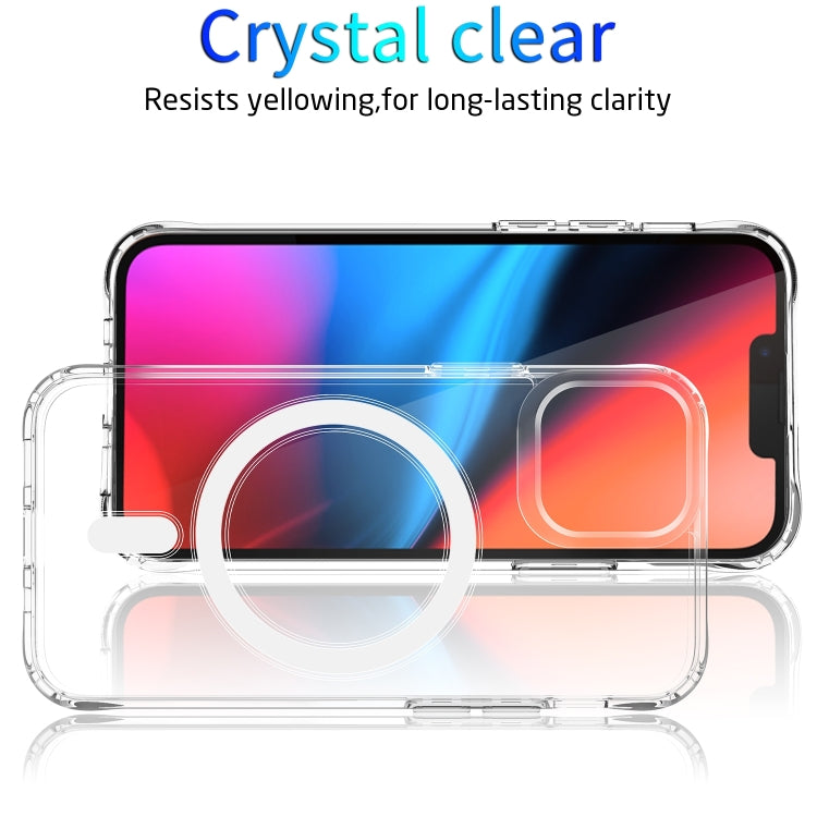 For iPhone 15 Plus Four Corner Airbags MagSafe Magnetic Phone Case(Transparent)
