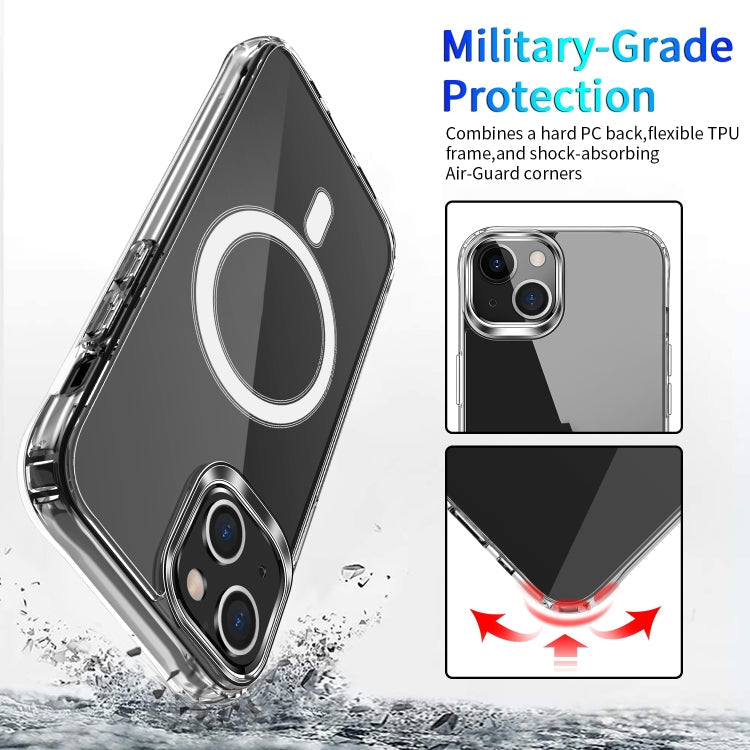 For iPhone 15 Plus Four Corner Airbags MagSafe Magnetic Phone Case(Transparent)