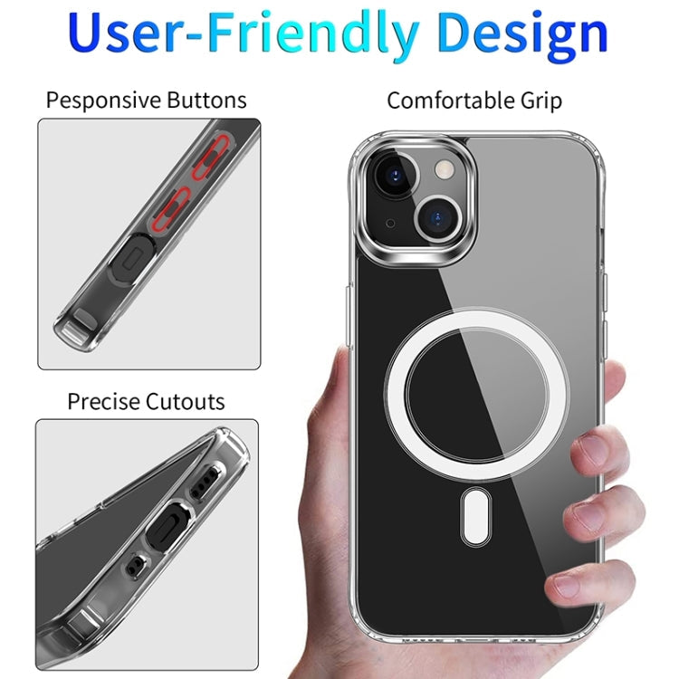 For iPhone 15 Plus Four Corner Airbags MagSafe Magnetic Phone Case(Transparent)