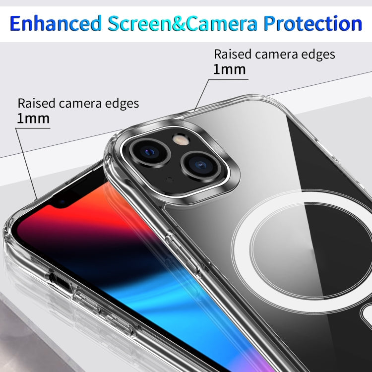 For iPhone 15 Plus Four Corner Airbags MagSafe Magnetic Phone Case(Transparent)