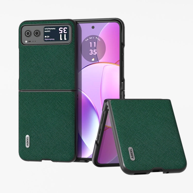 ABEEL Cross Texture Genuine Leather Phone Case, For Motorola Razr 60 Ultra, For Motorola Razr 40, For Motorola Razr 40 Ultra
