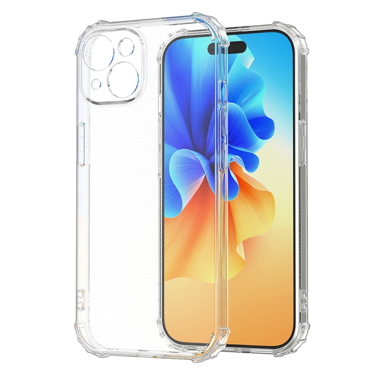 For iPhone 15 Four-Corner Shockproof Clear TPU Phone Case(Transparent)