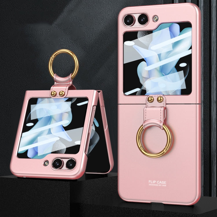 GKK Ultra-thin PC Full Coverage Phone Case with Ring Holder / Tempered Film, For Samsung Galaxy Z Flip5