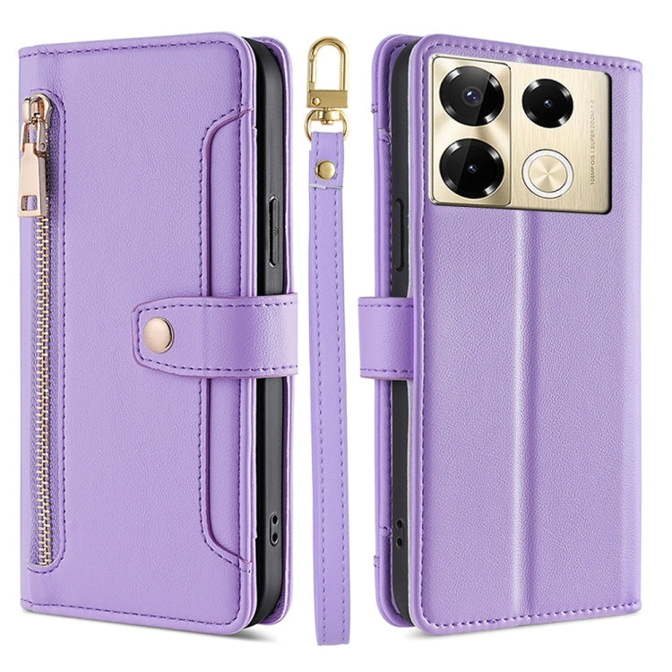 Sheep Texture Cross-body Zipper Wallet Leather Phone Case, For Infinix Note 40 Pro 4G, For Infinix Note 40 Pro 5G, For Infinix Note 40 4G, For Infinix Hot 40i