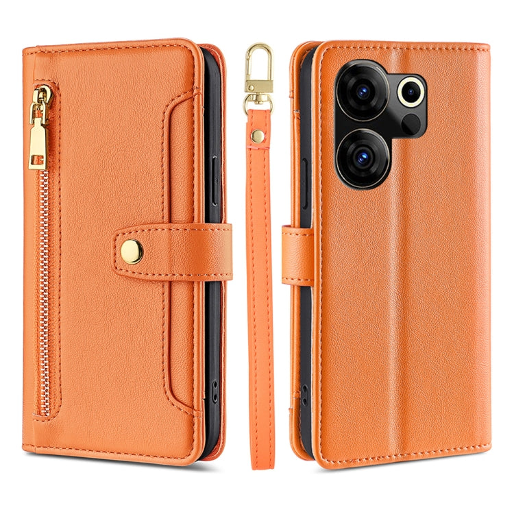 Sheep Texture Cross-body Zipper Wallet Leather Phone Case, For Tecno Camon 30, For Tecno Pova 5 Pro, For Tecno Pova Neo 3, For Tecno Camon 20 Premier 5G