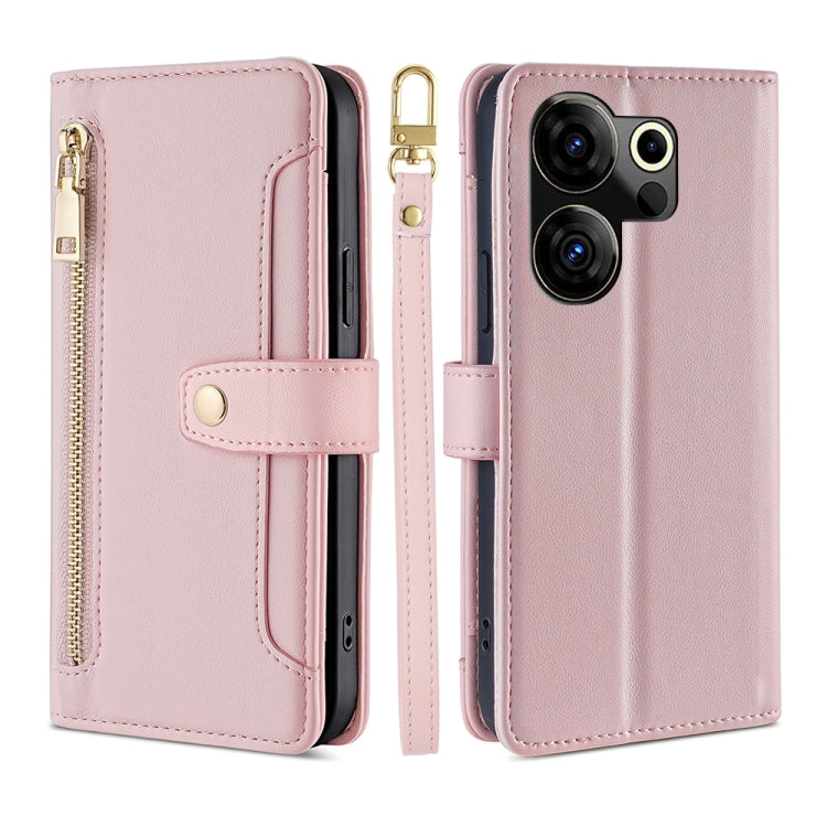 Sheep Texture Cross-body Zipper Wallet Leather Phone Case, For Tecno Camon 30, For Tecno Pova 5 Pro, For Tecno Pova Neo 3, For Tecno Camon 20 Premier 5G