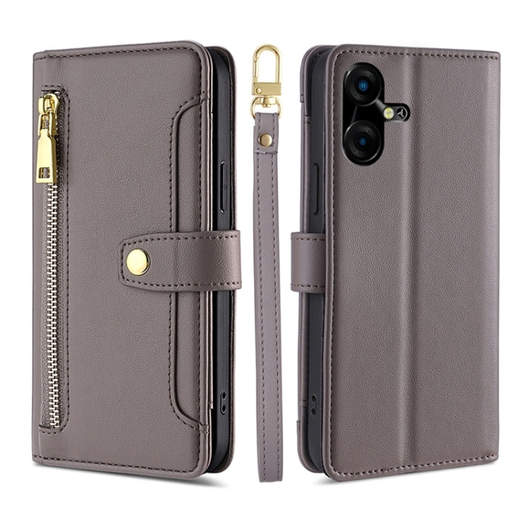 Sheep Texture Cross-body Zipper Wallet Leather Phone Case, For Tecno Camon 30, For Tecno Pova 5 Pro, For Tecno Pova Neo 3, For Tecno Camon 20 Premier 5G