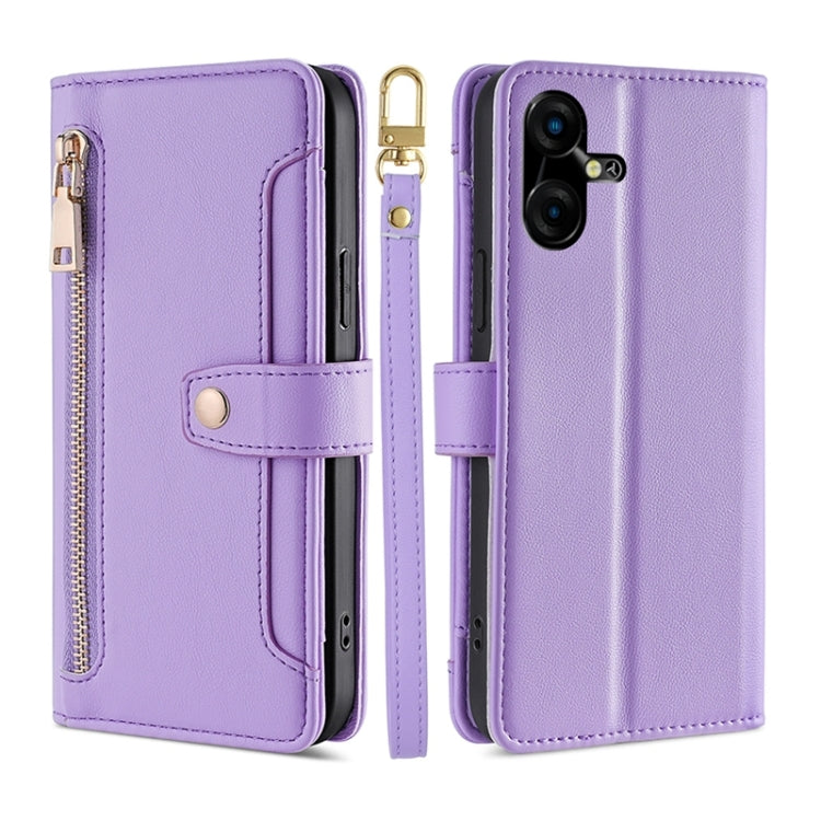 Sheep Texture Cross-body Zipper Wallet Leather Phone Case, For Tecno Camon 30, For Tecno Pova 5 Pro, For Tecno Pova Neo 3, For Tecno Camon 20 Premier 5G