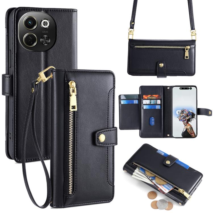 Sheep Texture Cross-body Zipper Wallet Leather Phone Case, For Tecno Spark 30 4G, For Tecno Pova 6 Neo 5G, For Tecno Camon 30 Premier 5G, For Tecno Camon 30 Pro 5G