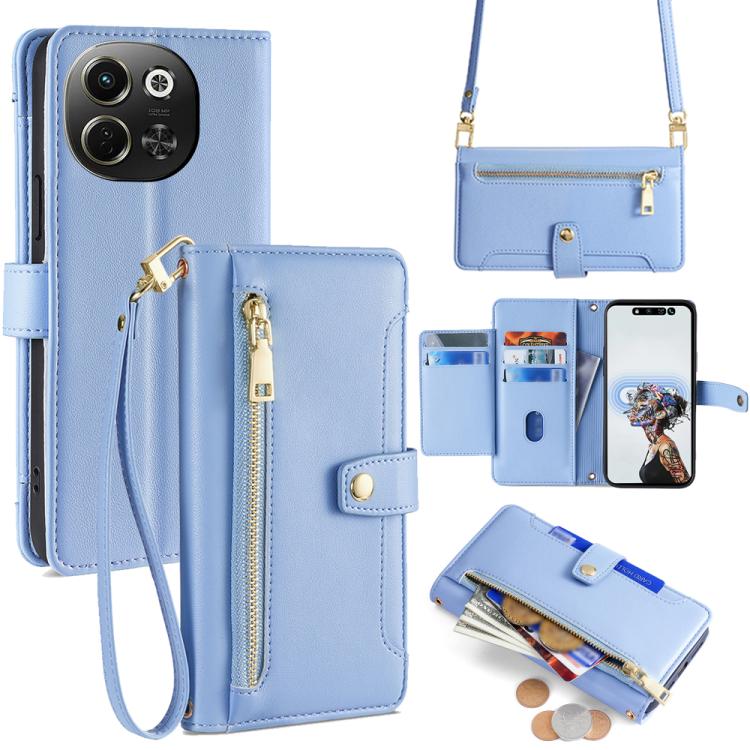 Sheep Texture Cross-body Zipper Wallet Leather Phone Case, For Tecno Spark 30 4G, For Tecno Pova 6 Neo 5G, For Tecno Camon 30 Premier 5G, For Tecno Camon 30 Pro 5G