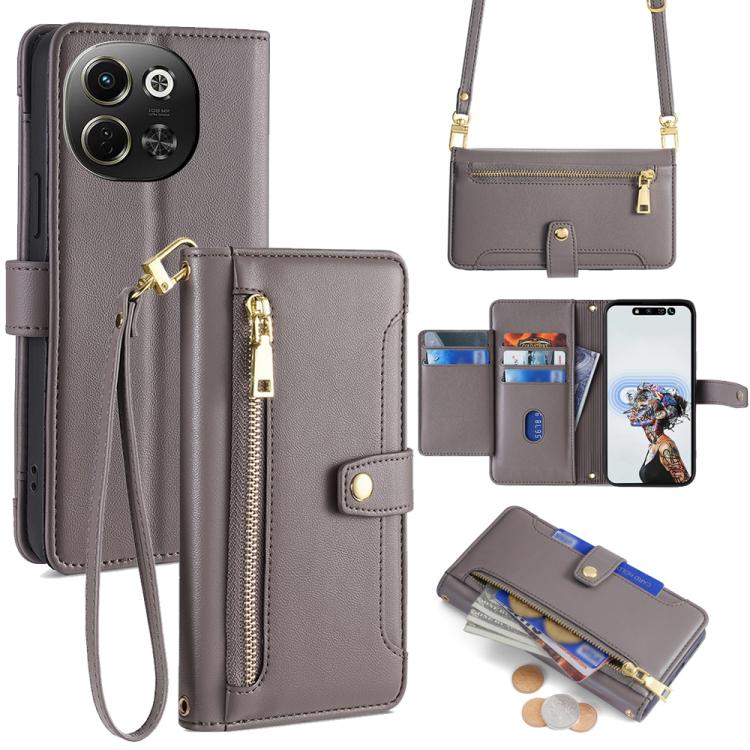 Sheep Texture Cross-body Zipper Wallet Leather Phone Case, For Tecno Spark 30 4G, For Tecno Pova 6 Neo 5G, For Tecno Camon 30 Premier 5G, For Tecno Camon 30 Pro 5G