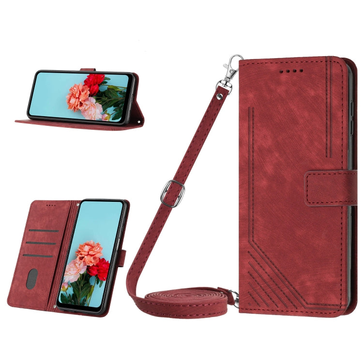 Skin Feel Stripe Pattern Leather Phone Case with Lanyard, For Infinix Zero 30 4G, For Infinix Zero 30 5G, For Infinix Hot 30 Play NFC, For Infinix Note 30/Note 30 5G