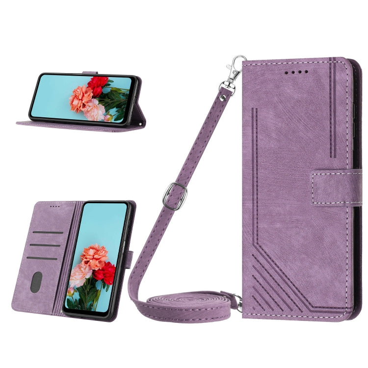 Skin Feel Stripe Pattern Leather Phone Case with Lanyard, For Infinix Zero 30 4G, For Infinix Zero 30 5G, For Infinix Hot 30 Play NFC, For Infinix Note 30/Note 30 5G