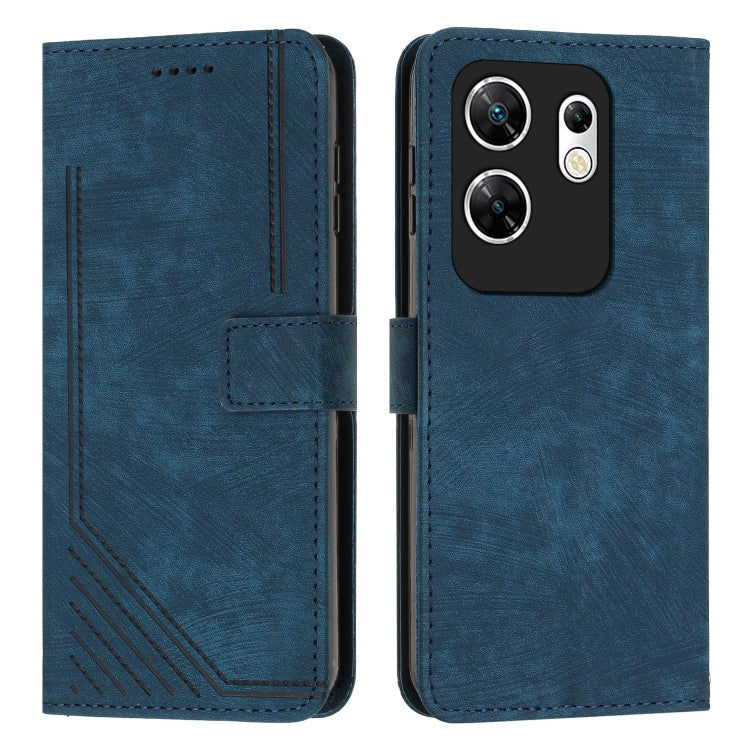 Skin Feel Stripe Pattern Leather Phone Case with Lanyard, For Infinix Zero 30 4G, For Infinix Zero 30 5G, For Infinix Hot 30 Play NFC, For Infinix Note 30/Note 30 5G