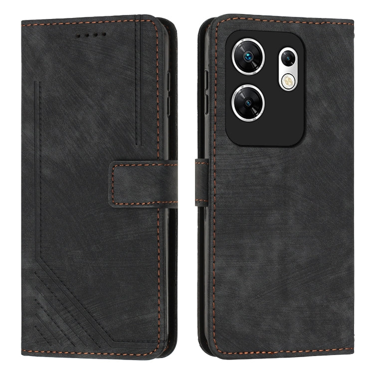 Skin Feel Stripe Pattern Leather Phone Case with Lanyard, For Infinix Zero 30 4G, For Infinix Zero 30 5G, For Infinix Hot 30 Play NFC, For Infinix Note 30/Note 30 5G