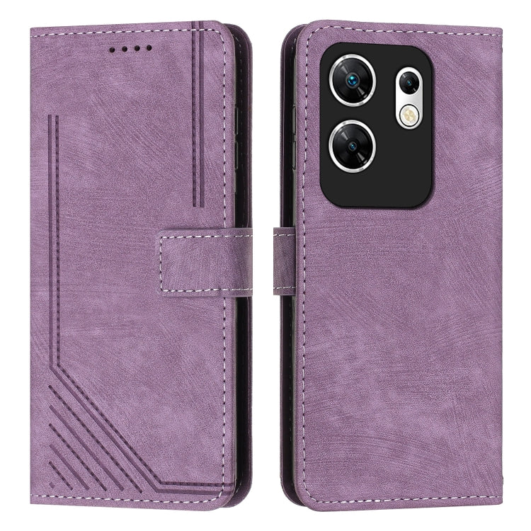 Skin Feel Stripe Pattern Leather Phone Case with Lanyard, For Infinix Zero 30 4G, For Infinix Zero 30 5G, For Infinix Hot 30 Play NFC, For Infinix Note 30/Note 30 5G
