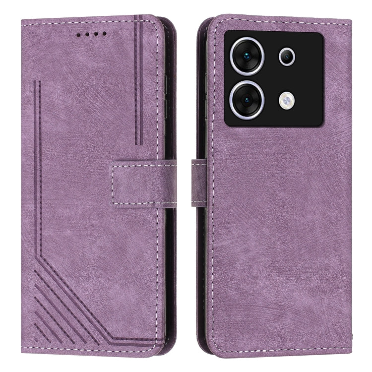 Skin Feel Stripe Pattern Leather Phone Case with Lanyard, For Infinix Zero 30 4G, For Infinix Zero 30 5G, For Infinix Hot 30 Play NFC, For Infinix Note 30/Note 30 5G