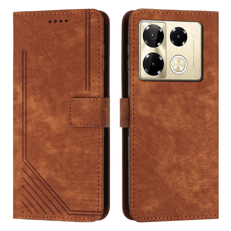 Skin Feel Stripe Pattern Leather Phone Case with Lanyard, For Infinix Hot 50 Pro+ 4G, For Infinix Note 40 5G, For Infinix GT 20 Pro, For Infinix Note 40 Pro 4G / 5G