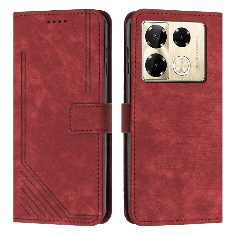 Skin Feel Stripe Pattern Leather Phone Case with Lanyard, For Infinix Hot 50 Pro+ 4G, For Infinix Note 40 5G, For Infinix GT 20 Pro, For Infinix Note 40 Pro 4G / 5G