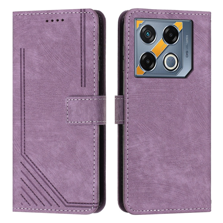 Skin Feel Stripe Pattern Leather Phone Case with Lanyard, For Infinix Hot 50 Pro+ 4G, For Infinix Note 40 5G, For Infinix GT 20 Pro, For Infinix Note 40 Pro 4G / 5G