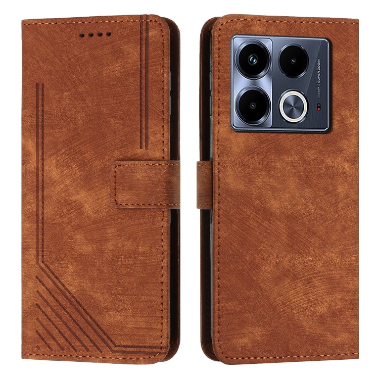 Skin Feel Stripe Pattern Leather Phone Case with Lanyard, For Infinix Hot 50 Pro+ 4G, For Infinix Note 40 5G, For Infinix GT 20 Pro, For Infinix Note 40 Pro 4G / 5G