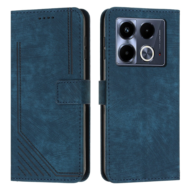 Skin Feel Stripe Pattern Leather Phone Case with Lanyard, For Infinix Hot 50 Pro+ 4G, For Infinix Note 40 5G, For Infinix GT 20 Pro, For Infinix Note 40 Pro 4G / 5G