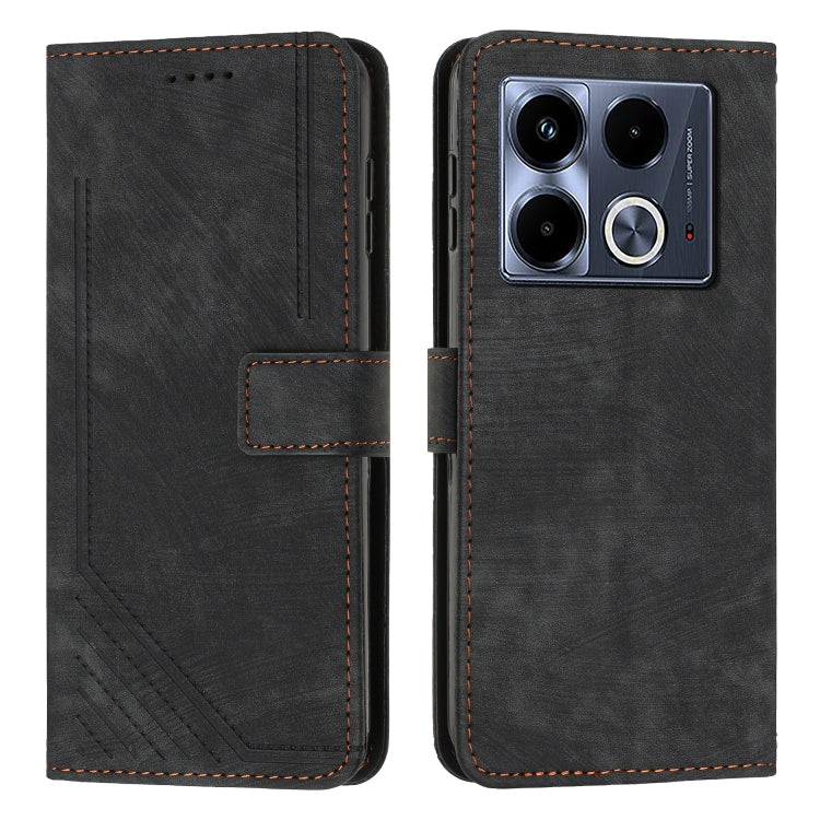Skin Feel Stripe Pattern Leather Phone Case with Lanyard, For Infinix Hot 50 Pro+ 4G, For Infinix Note 40 5G, For Infinix GT 20 Pro, For Infinix Note 40 Pro 4G / 5G