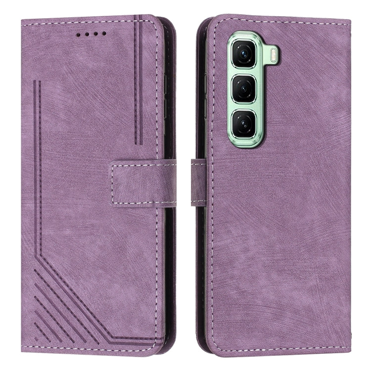 Skin Feel Stripe Pattern Leather Phone Case with Lanyard, For Infinix Hot 50 Pro+ 4G, For Infinix Note 40 5G, For Infinix GT 20 Pro, For Infinix Note 40 Pro 4G / 5G